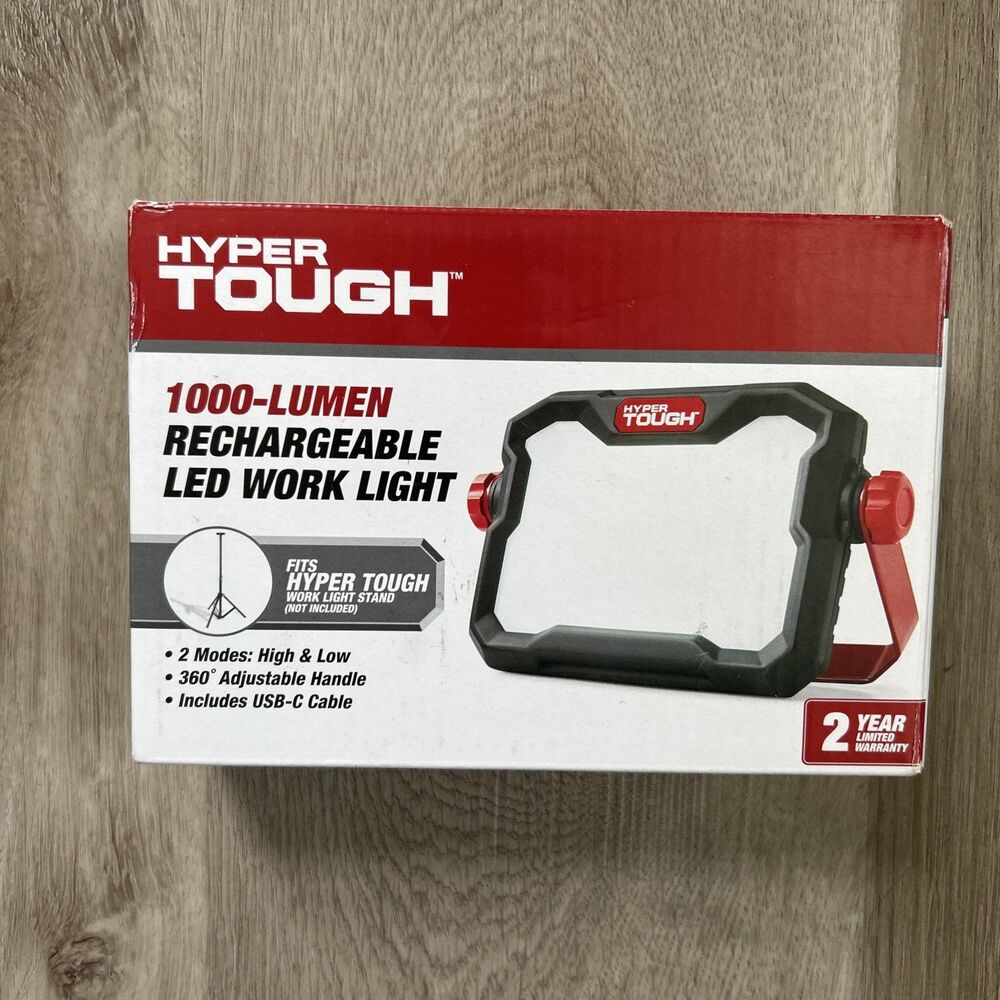 Hyper Tough Rechargeable Work Light 10W LED 1000 Lumens Handheld Portable Stand